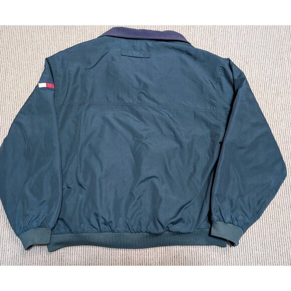 Vintage Tommy Hilfiger Windbreaker Jacket Large Green Yellow Fleece - Picture 2 of 16